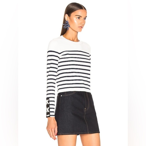 VERONICA BEARD NWOT Park Sweater in Navy and Ivory - Picture 2 of 10